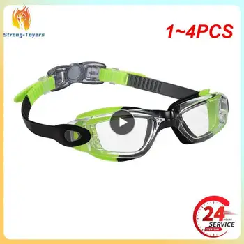 1-4 шт. Профессиональные красочные детские силиконовые очки для плавания с защитой от запотевания, УФ-излучения, водонепроницаемые силиконовые очки для плавания
