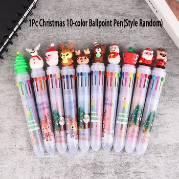 10 Цветная Рождественская Шариковая Ручка Студенческий Стиль Печати Красочная Шариковая Ручка 0 Многоцветная Ручная Ручка