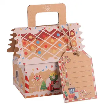 10шт Рождественская подарочная коробка в форме домика Коробка для печенья и конфет для вечеринки праздничные украшения дома Navidad Новый год 2023