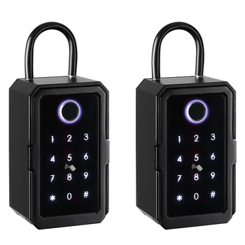2X Шкаф Для ключей С кодом, Сейф Для ключей На открытом воздухе/В помещении, Сейф Для ключей с отпечатками пальцев Для дома/Гаража/Офиса (Bluetooth)