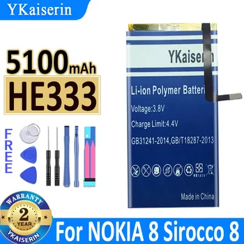 5100 мАч YKaiserin Аккумулятор HE333 Для Nokia 8 Nokia8 N8 N8 Sirocco HE 333 Телефон Bateria Заменить Бесплатный Инструмент