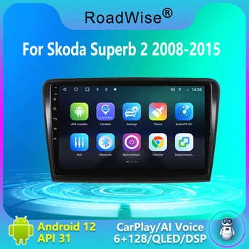 8 + 256 Android 12 Автомобильный радиоприемник Мультимедийный Carplay для Skoda Superb 2 2008 2009 2010 2011- 2015 4G Wifi DVD Navi GPS 2 DIN Autostereo