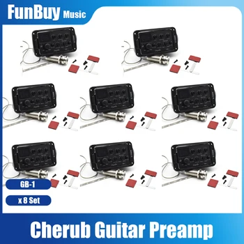 8 комплектов Предусилителя для акустической гитары серии Cherub GB-1 G-Tone, пьезо-звукоснимателя, 3-полосного эквалайзера с нотчем/фазой/ средней частотой и светодиодным тюнером
