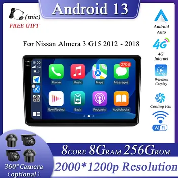 Android 13 для Nissan Almera 3 G15 2012-2018 Автомобильный Радио Мультимедийный Плеер Навигация GPS Аудио Интеллектуальная Система Carplay 4G WI