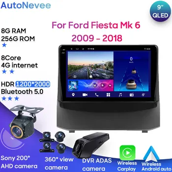 Android Мультимедиа Для Ford Fiesta Mk 6 2009-2018 Автомобильный Стерео Процессор Радио QLED Плеер Навигация Carplay Auto 5G Cam Экран HDR