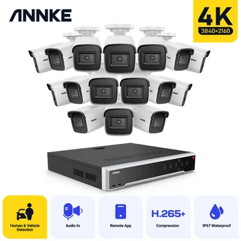 ANNKE 12MP H.265 + 32CH NVR 4K Ultra HD POE Система Видеонаблюдения С 16X8-Мегапиксельными Всепогодными IP-Камерами Видеонаблюдения Аудиозапись