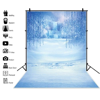Laeacco Мечтательный зимний лес, снег, замороженный лед, синий фон для фотосъемки в стиле боке, фон для портрета новорожденного ребенка для фотостудии