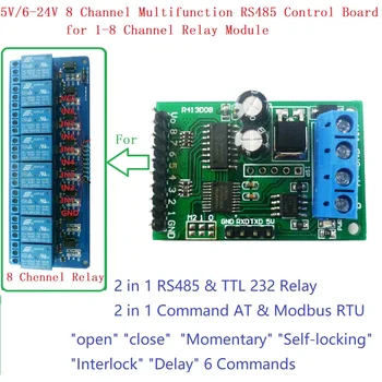 R413D08 RS485 RS232 (TTL) Модуль PLC Modbus RTU 8-канальный IO Переключатель Управления Реле Промышленной автоматизации
