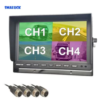 SMALUCK 10,1 дюймовый IPS 4CH 4 Split Quad Screen Дисплей Заднего Вида Автомобильный HD Монитор для Автомобильной Камеры 1080P 720P AHD CVBS
