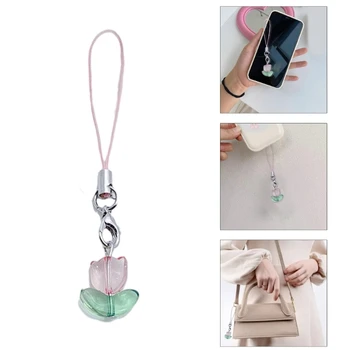 Y1UB Милая простая цепочка с подвеской в виде маленького цветка, ремешки для телефона, карманный брелок для ключей, Подвесное украшение для ключей, сумка, кошелек