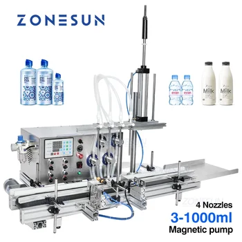 Автоматическая машина для розлива жидкости ZONESUN, 4-головочная насадка для дайвинга, Магнитный насос, пеногаситель для сока, очиститель мыла, эфирное масло