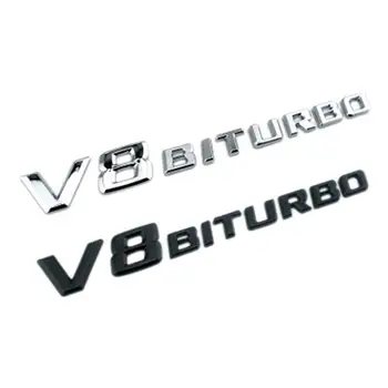 Автомобильная наклейка Эмблема Логотипы автомобилей Abs Передняя Задняя Наклейка с логотипом багажника Для автомобильных декоративных аксессуаров V8 BITURBO