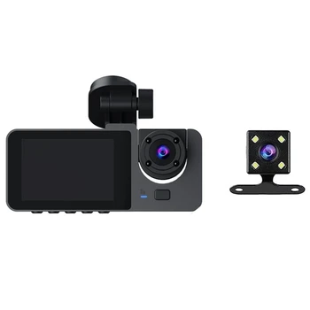 Автомобильная Приборная камера 1080P Спереди и сзади Внутри, 2,0-дюймовый IPS-экран, Ночное видение, G-Сенсор, Циклическая запись, 24-часовая запись парковки.