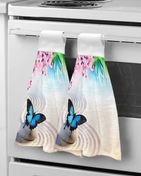 Альпинарий с бабочкой Сакурой Полотенца для рук, впитывающее микрофибру Мягкое детское полотенце, Носовой платок, Кухонное полотенце для мытья посуды в ванной