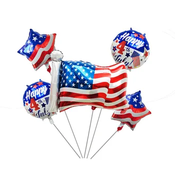 Американский День Независимости Декоративный Воздушный Шар Вечеринка Праздник Моделирование Флага Из Фольги Национальный День США Сине-Красные Звезды Воздушный Шар