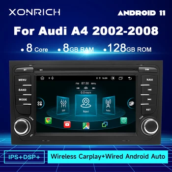 Беспроводной автомобильный мультимедийный плеер Carplay Android 12 для Audi A4 2002-2007 S4 RS4 B6 B8 B7 4G Wifi Радио Стерео навигация GPS