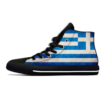 Греческий Флаг Греции Патриотическая Крутая Модная Повседневная Обувь Легкие Дышащие Мужские И Женские Кроссовки С Высоким Берцем