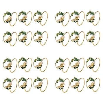 Кольцо Для Салфеток Золотой Жемчужный Цветок Кольца Для Салфеток Набор Из 24 Металлических Держателей Для Салфеток Для Украшения Обеденного Стола Свадебной Вечеринки