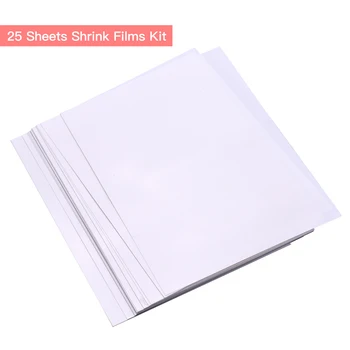Комплект из 25 Листов Белой Термоусадочной пленки Для печати Shrinky Art Film Бумажные Термоусадочные листы Можно распечатать для струйного принтера