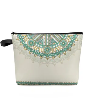 Косметичка в богемном стиле с рисунком мандалы в этническом ретро стиле, изготовленная на заказ, Портативная сумка для хранения макияжа, женский водонепроницаемый пенал