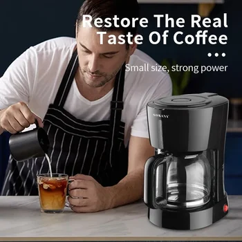 Кофеварка из нержавеющей стали, бытовая капельная кофемашина для офиса мощностью 650 Вт, кофемашина для эспрессо объемом 1,5 литра