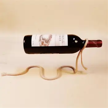 Креативный подвесной винный стеллаж на веревке змеевидный кронштейн в виде змеи Барный шкаф Витрина Держатель для винных бутылок Полка Подарки Домашний Декор