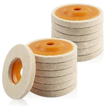 Круг для полировки шерстяного войлока из 14 частей, диск для полировки шерсти, полировка 4 дюйма, оранжевый Для угловой шлифовальной машины 100, круг для полировки шерсти