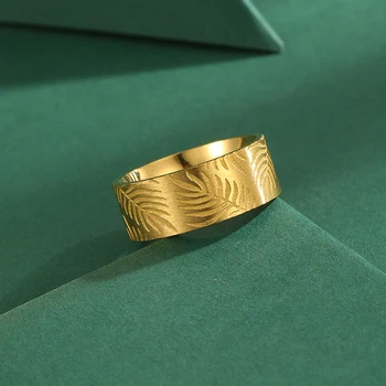Лента из золотых пальмовых листьев LUTAKU, Наращиваемое кольцо из нержавеющей стали для женщин, модные обручальные кольца, простой подарок любителю природы