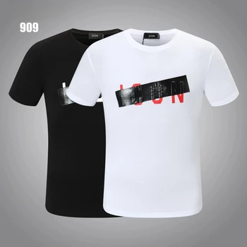 Летняя верхняя одежда Dsq2, футболка в стиле уличный хип-хоп с круглым вырезом и короткими рукавами, Хлопковая футболка с буквенным принтом 