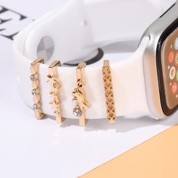 Металлические подвески с бриллиантами и бабочками, декоративное кольцо для ремешка Apple Watch, брошь-орнамент, ремешок для смарт-часов, Аксессуары для браслета iwatch