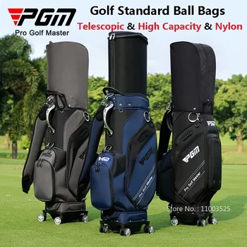 Многофункциональные стандартные сумки для гольфа PGM, водонепроницаемая нейлоновая телескопическая сумка-подставка с колесом, большая вместимость, прочная упаковка для гольфа