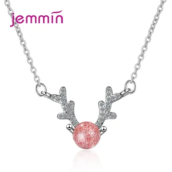 Модное ожерелье из оленьих рогов Простое Женское ювелирное изделие из стерлингового серебра 925 пробы Романтический подарок Розового цвета