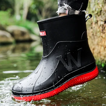 Мужские непромокаемые ботинки, водонепроницаемая обувь для прогулок на открытом воздухе, высокие мужские водонепроницаемые кроссовки, нескользящие рыбацкие ботинки