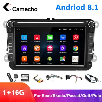 Мультимедийный плеер Camecho MP5 Android 8,1 Автомобильные Радиоприемники GPS 8 дюймов Для Seat/Skoda/Passat/Golf/Polo Bluetooth Авторадио Аудио Стерео