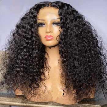 Мягкий натуральный черный бесклеевой парик на кружеве длиной 26 дюймов и плотностью 180 см для женщин с предварительно выщипанными волосами младенца для ежедневного косплея