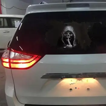 Наклейка на автомобильное стекло с черепом ужаса на Хэллоуин, наклейка на заднее стекло с головой ужаса, наклейки с демоном на заднее стекло, аксессуары для украшения экстерьера автомобиля.