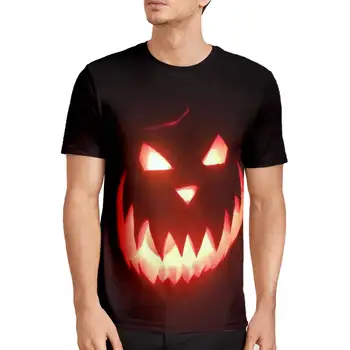 Новая летняя повседневная футболка с короткими рукавами и цифровым принтом в виде тыквенной головы Red Devil Man с 3D-принтом
