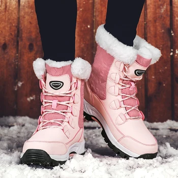 Новые брендовые женские ботинки, водонепроницаемая зимняя обувь, женские зимние ботинки на платформе, сохраняющие тепло, ботильоны на толстом меховом каблуке Botas Mujer