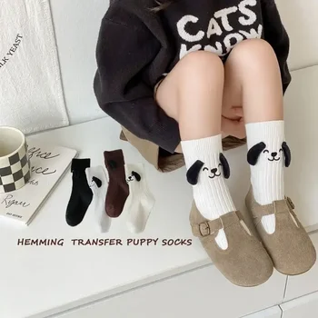 Новые детские осенне-зимние носки средней длины, объемные носки с ушками щенка, милые детские носки для мальчиков и девочек