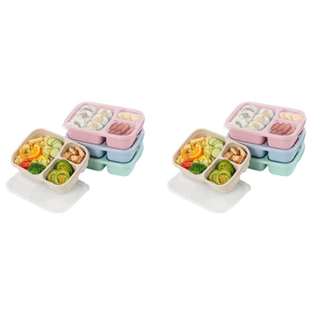 Новый Ланч-бокс Bento из 8 упаковок, Контейнеры Для приготовления еды на 3 Отделения, Ланч-бокс Для Детей, Многоразовые Контейнеры Для Хранения Продуктов -Штабелируемые
