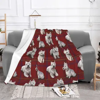 Одеяло для Вест-Хайленд-терьера, милый щенок, Фланелевое одеяло, украшение домашнего дивана, Мягкие теплые покрывала на кровати