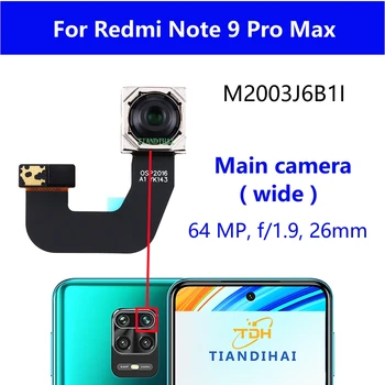 Оригинальная камера заднего вида для Xiaomi Redmi Note 9 Pro Max Note9 9Pro Max Основной вид сзади Большой широкий модуль камеры Гибкий кабель