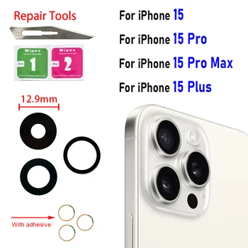 Оригинальный НОВЫЙ Сменный Стеклянный Объектив Камеры Задняя Стеклянная Линза Камеры Заднего Вида С Защитной Наклейкой Для iPhone 15 Plus 15 Pro Max