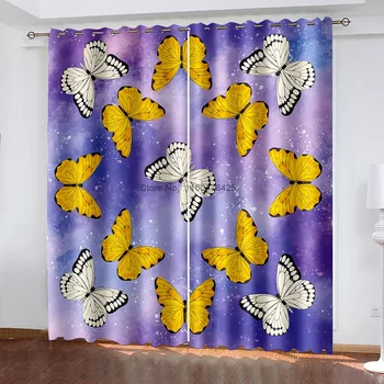 Плотные шторы с принтом бабочки, Прозрачные Тонкие украшения для дома, Гостиная, спальня, ткань Cortinas, Оконные шторы