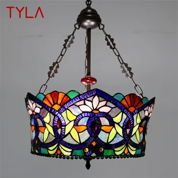 Подвесной светильник TYLA Tiffany из светодиодного креативного цветного стекла, винтажный подвесной светильник, декор для дома, столовой, спальни, отеля