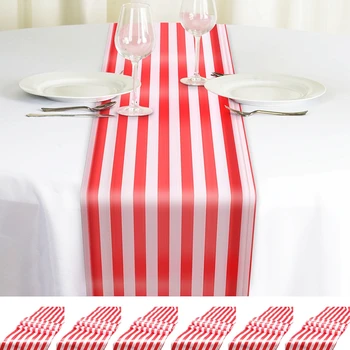 Полосатая настольная дорожка из 6 предметов, свадебный декор для стола из полиэстера, дизайнерская скатерть в красно-белую полоску, декор для стола