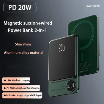 Портативный Powerbank Type C емкостью 50000mAh с быстрым зарядным устройством, Беспроводной Магнитный Power Bank для iPhone 14 13 12 Xiaomi Samsung серии Magsafe