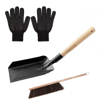 Практичный набор для ухода за деревянной лопатой, Термостойкие перчатки, щетка для тяжелых условий эксплуатации R9UF