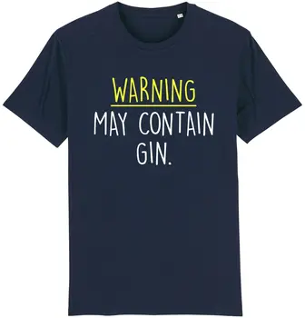 Предупреждение Может содержать джиновую футболку, забавную новинку, подарок для любителей алкогольного джина с тоником
