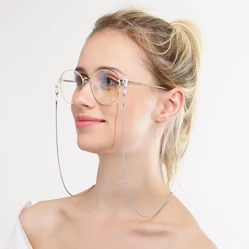 Простые очки для чтения серебристого цвета Цепочка Маска Цепочка Ожерелье для женщин Солнцезащитные очки Шейный ремешок Ремешки для очков Аксессуары